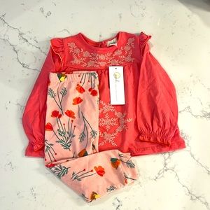 NWT Peek Pink Floral Matching Set Shirt & Pants Size 12-18M
